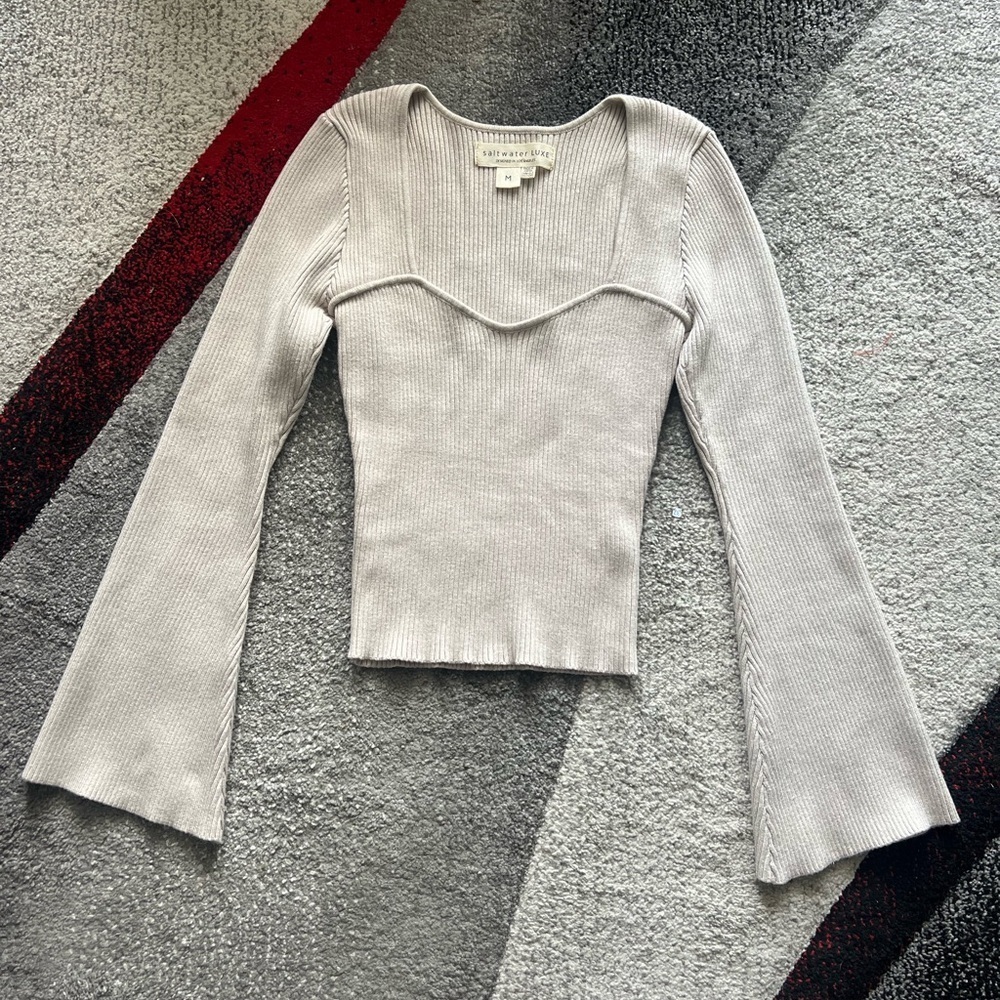 Saltwater Luxe Square Neck Flare Sleeve Top